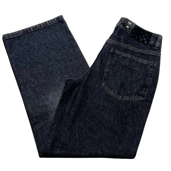 Vans Off the Wall Denim Jeans Women 26x30 Black Washed Wide Leg Baggy Loose Fit - Picture 5 of 11